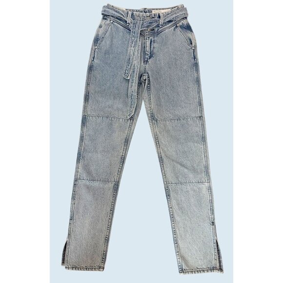 RAG & BONE Mia Yoke Straight Leg Tie Belt Jeans Size 25 - Picture 2 of 8